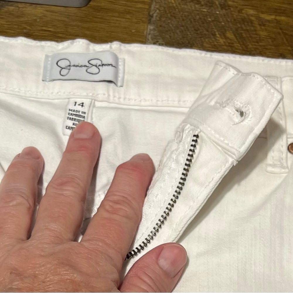 Jessica Simpson White Jeans with Zipper Accent